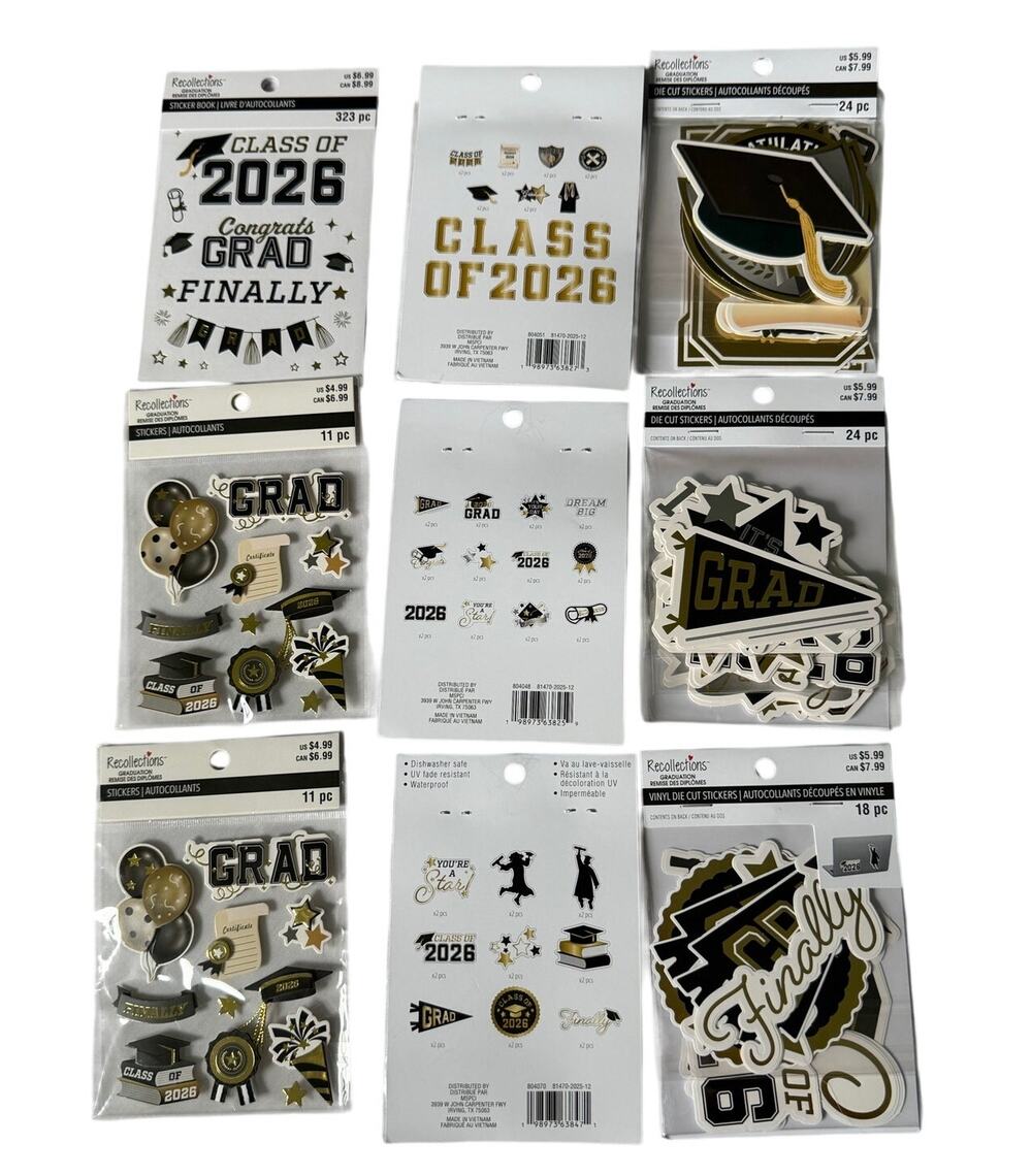 2026 Graduation Stickers 9 packs